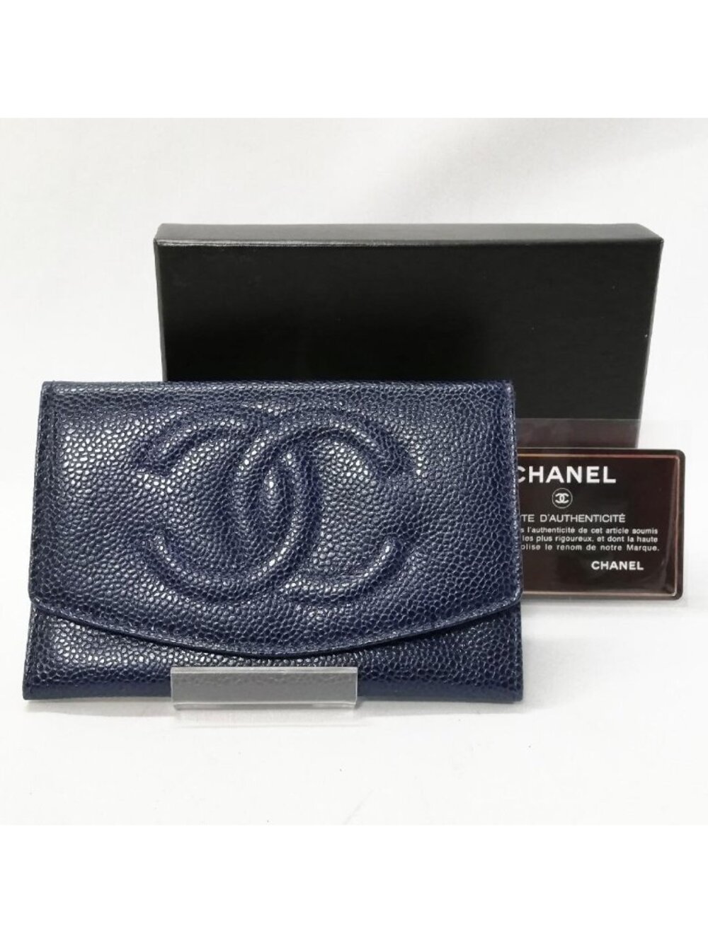 Chanel Caviar Leather Bifold Wallet Blue